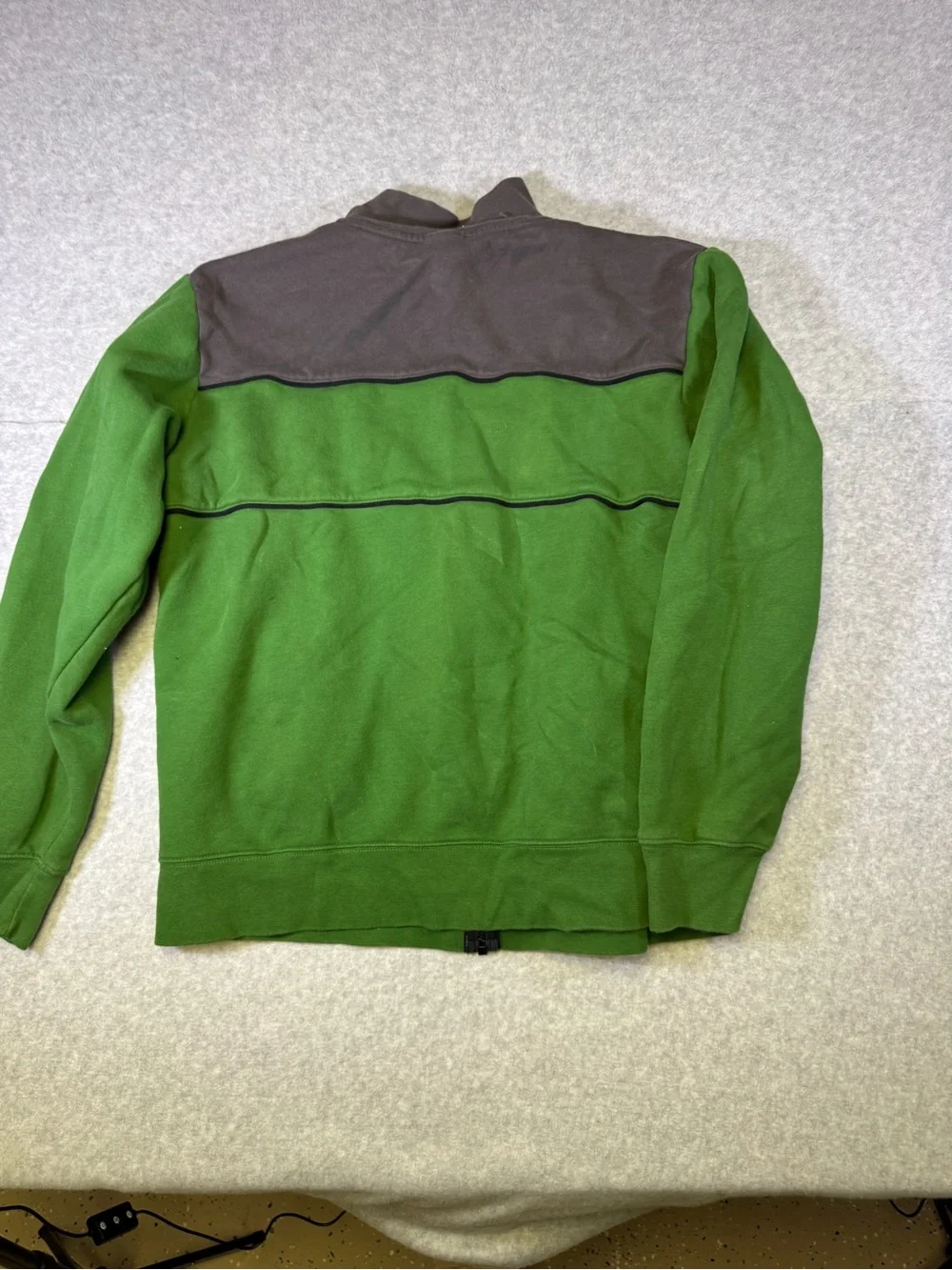 The North Face Men's Green Full-Zip Fleece with Charcoal Yoke